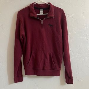 Pink Victoria’s Secret Maroon 1/4 Quarter Zip Up Jacket - Black Dog Detail